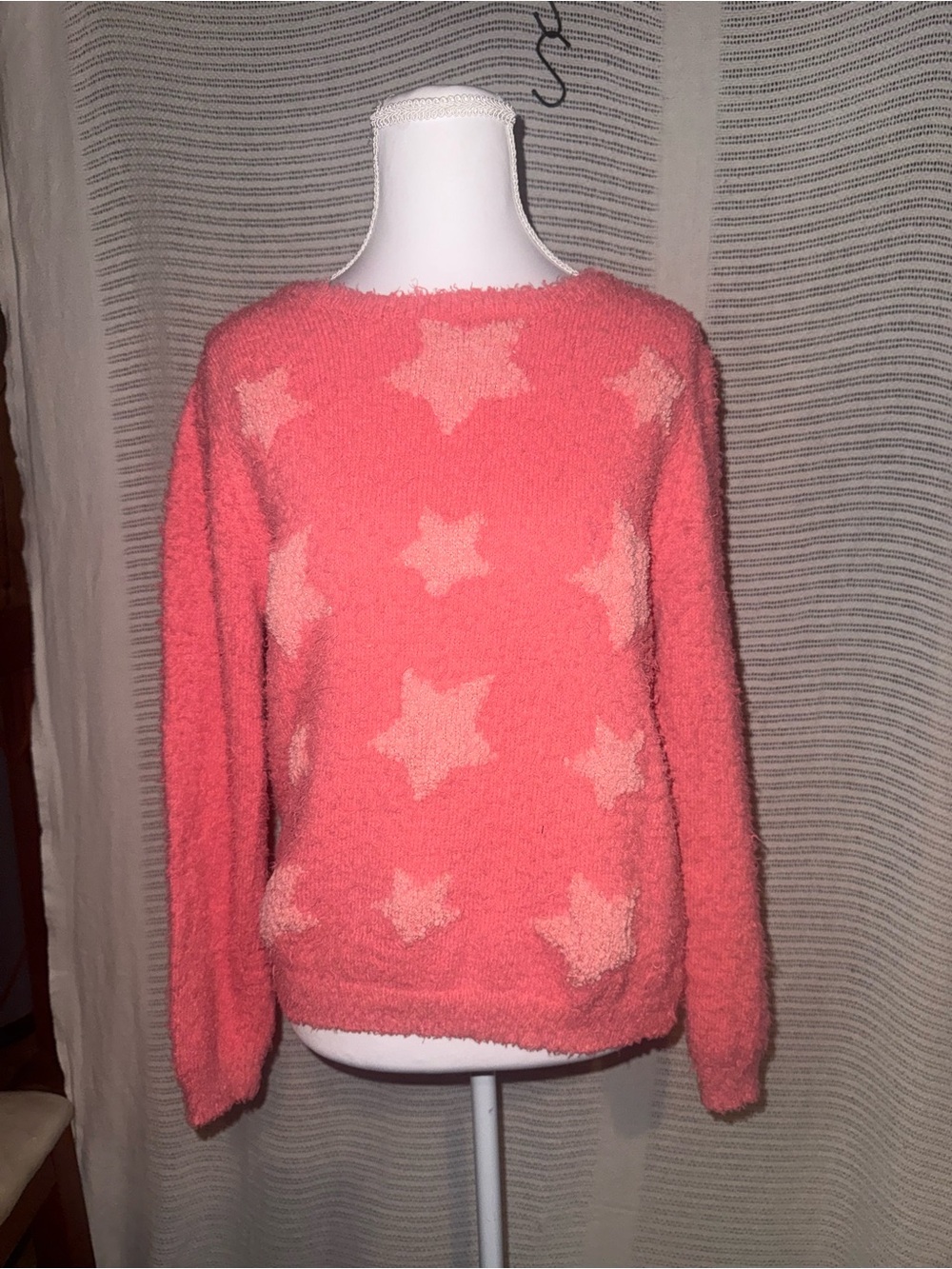 Route 66 Coral Star-Print Crewneck Sweater